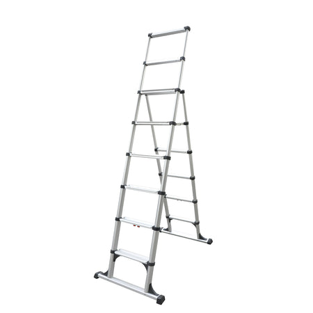 12 ft Reach Professional Wide Step Telescoping A-frame Ladder