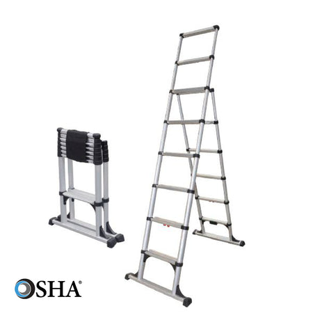 12 ft Reach Professional Wide Step Telescoping A-frame Ladder