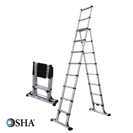 14 ft Reach Professional Wide Step Telescoping A-frame Ladder